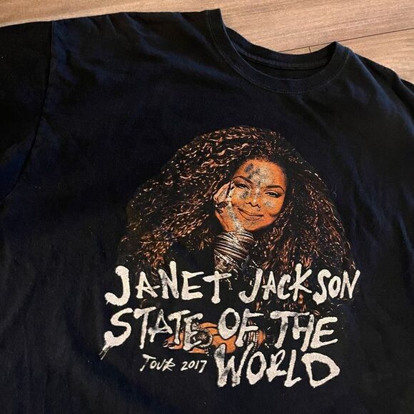 Janet-Jackson Black State-of-The-World Tour Merch 2017 Men XL Bin L-200 - Picture 2 of 5